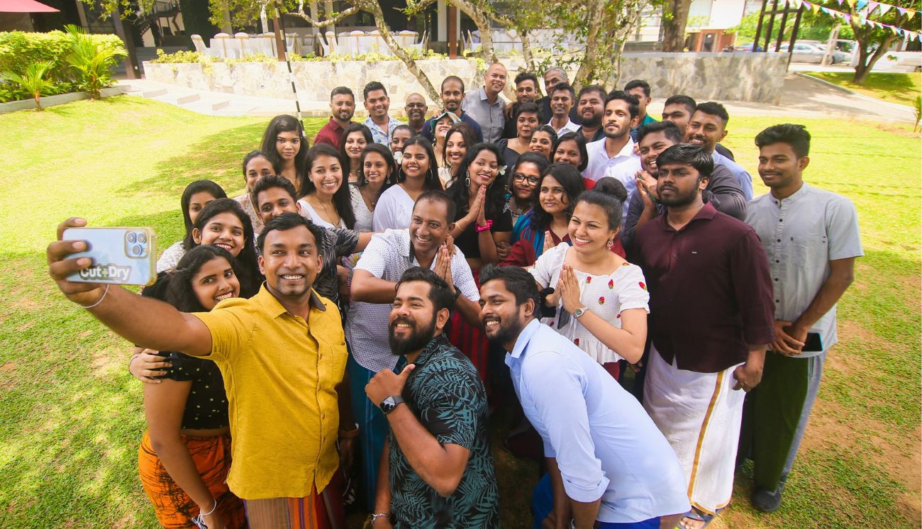 People happily posing for a selfie